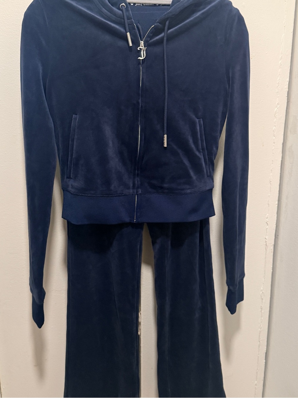 Juicy Couture Navy Velour Zip Hoodie Jacket